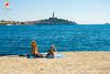 Rovinj Beach Porton Biondi girls sunbathing