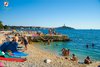 Rovinj Beach Porton Biondi view on town